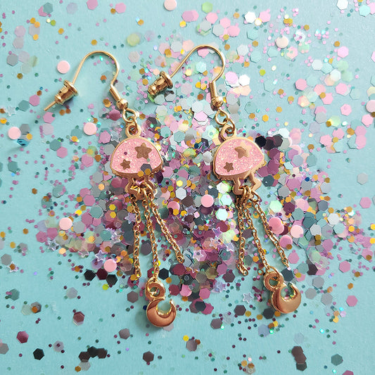 Pink Space Jellyfish Earrings